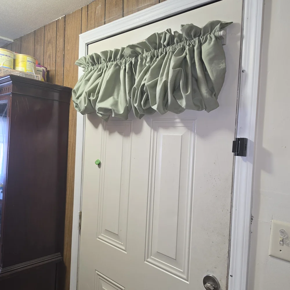 2 Ruffled Valance Curtain in Sage Green
